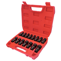 Jeu de douilles à chocs universelles à entraînement 3/8'' en acier allié, 15 pièces, avec coffret rigide pour usage industriel, kit d'outils à main