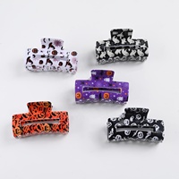 Venta al por mayor de fábrica: Pinza para el pelo con diseño de murciélago y calabaza para fiesta de Halloween, con logotipo personalizado, para peinados de mujer, accesorio para el cabello.