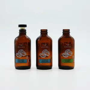 Garrafa de óleo essencial de plástico com impressão personalizada, garrafa de logotipo 120ml âmbar boston para atacado de 4oz, xarope preto com rolha
