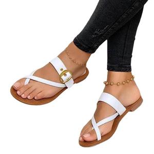 NOVEDAD DE VERANO 2023, zapatillas de fondo plano de espiga Pintoed para mujer, sandalias informales con correa grande - Product Image 5
