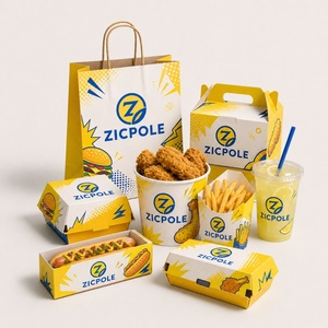 Juego de Envases de Comida Rápida Personalizados de Grado Alimenticio para Hamburguesas, Papas Fritas, Hot Dogs, Bebidas y Comida para Llevar de Restaurantes - Product Image 3
