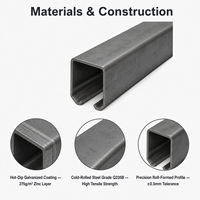 Rail en profil C 42x54x2,5 mm pour portail coulissant, tôle d'acier galvanisé (1-6 m) Système de suspension
