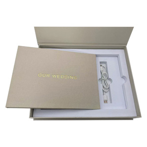Álbum <span class=keywords><strong>de</strong></span> Fotos y Video <span class=keywords><strong>de</strong></span> Boda <span class=keywords><strong>de</strong></span> Lino - Almacenamiento <span class=keywords><strong>de</strong></span> Recuerdos 3 en 1 con Cubierta Personalizable para Recién Casados - Product Image 4