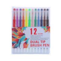 Stylos à pointe double 12-120 couleurs Ensemble de marqueurs artistiques Pointes fines et pinceaux Stylo à double pointe Marqueur aquarelle avec logo