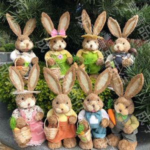 DAMAI 45cm Straw Rabbit <b>Ornaments</b> for <b>Easter</b> Party Decorations a Pair Straw <b>Easter</b> Bunny for Festival Decorations - Product Image 2