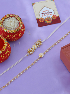 Pulsera de Perlas y Oro al por Mayor Estilo Rakhi con Set a Juego para Raksha Bandhan, Suministro a Granel, Accesorio Hecho a Mano para la Muñeca - Product Image 6