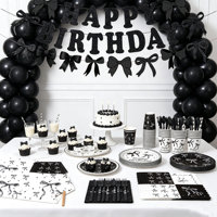 Offre Spéciale – Assiettes et Gobelets Personnalisés Écologiques Blancs et Noirs pour Fêtes d'Anniversaire – Design Moderne et Élégant