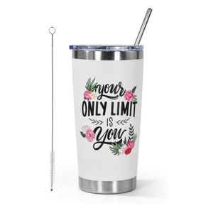 Tasses à café isothermes en acier inoxydable à double paroi de 20 oz avec couvercles coulissants et pailles pour cadeaux promotionnels de festival - Product Image 1