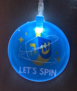 Luci Decorative per Dreidel di Hanukkah, 10 LED Blu a Forma di Disco con Dreidel Ebraico e Scritta 'Let's Spin', Decorazione per Interni - Product Image 4