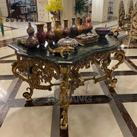 QUYANG Style Européen Classique Décoration de La Maison En Métal Meubles De Luxe Français Plaqué Or Laiton Table D'appoint