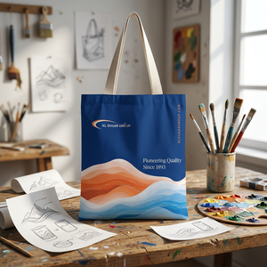 Sac fourre-tout en coton imprimé sur mesure avec illustration de designer, sac de courses en coton personnalisé avec impression de logo, toile de designer - Product Image 1