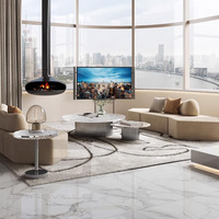 Gainsville Furniture table basse ronde en acrylique avec design en cristal et vagues, style moderne et clair