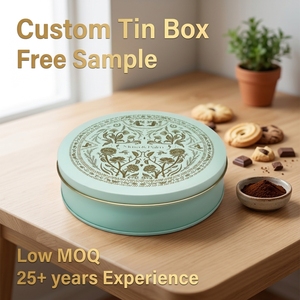 Scatola di Latta Rotonda Grande per Biscotti, Contenitore in <span class=keywords><strong>Metallo</strong></span> per Dolci di Grado Alimentare, Stampa con Finitura Lucida, Coperchio Sigillante, Barattolo per Caramelle e Cioccolato - Product Image 1