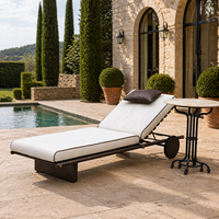 Chaise longue de luxe moderne pour l'extérieur, en acier inoxydable, avec dossier réglable, résistante aux intempéries, pour hôtel, cour