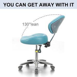 เก้าอี้หนังปรับระดับได้ตามหลักสรีรศาสตร์พร้อมฐานโลหะ เหมาะสำหรับห้องปฏิบัติการทันตกรรม เฟอร์นิเจอร์ห้องปฏิบัติการแบบโยกได้ สำหรับโรงพยาบาล ห้องทำงาน และคลินิก - Product Image 5