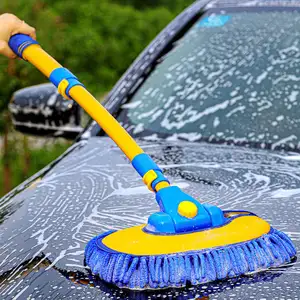 Verstelbare 360 Roterende Carwash Borstel Met Verdikte Aluminium Staaf Uitschuifbare Chenille Mop Reinigingsbenodigdheden Kit