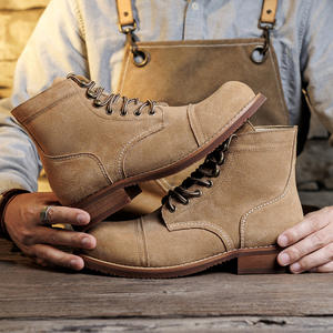 Nouveau Style chaussures en cuir pour hommes avec bottes de plein air respirantes automne hommes à la mode à la main bottes d'alpinisme pour hommes - Product Image 2