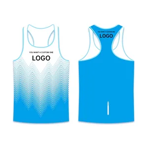 Yaz erkek moda spor koşu maraton yelek özel Logo süblimasyon spor kolsuz tişört
