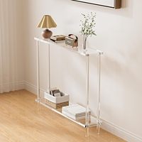 Table d'appoint ultra-étroite en acrylique de haute qualité pour appartement, avec étagère de présentation détachable pour décoration florale