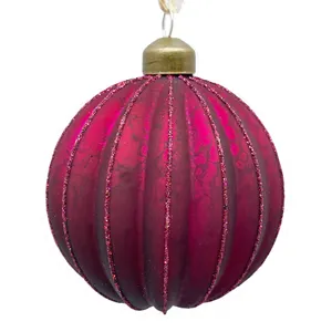 定制手绘紫色悬挂玻璃圣诞球装饰创意圣诞树摆件