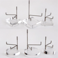 Supports de présentation en acrylique transparent avec bras métalliques réglables pour cristaux, bijoux, pierres, fossiles et collections de roches