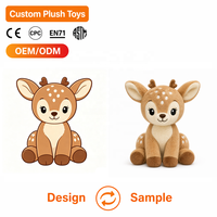 Peluche personnalisable Cerf Doux en Coton PP et Polyester – Vente en Gros OEM, Cadeau de Fête, Fourniture en Vrac pour Tous les Âges