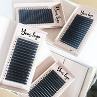 Extensions de cils individuels noir mat personnalisés Easy Fan Cachemire Volume Lashes 0.03 Silk Lashes Velvet Lash Extension Trays