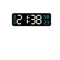 Reloj de Pared Digital 3 en 1 con Temporizador, Pantalla LED Rectangular, Fecha/Día de la Semana, Temperatura, Humedad y Alarma