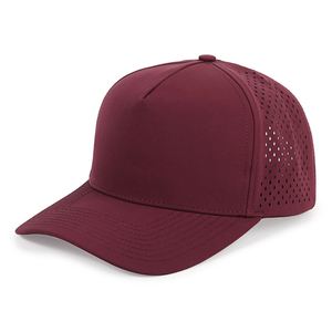 Casquette de baseball imperméable à profil haut, personnalisée en gros, 5 panneaux, 100% polyester, avec perforation laser d'image et support pour tee-shirt - Product Image 5