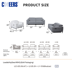 MANWAH CHEERS Ensemble de canapé <span class=keywords><strong>inclinable</strong></span> moderne en tissu ajustable pour meubles de salon Nouveau design Ensemble de canapé <span class=keywords><strong>inclinable</strong></span> - Product Image 6