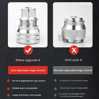 Adaptateur de clé à douille hexagonale réglable 6 points de qualité industrielle FLX, finition satinée, poignée droite, embout 3/4, 10-19 mm, OEM