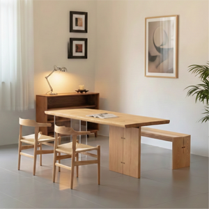 <span class=keywords><strong>Table</strong></span> à manger rectangulaire moderne <span class=keywords><strong>de</strong></span> haute qualité et durable avec plateau en bois massif et base en métal pour la maison et l'hôtellerie - Product Image 2