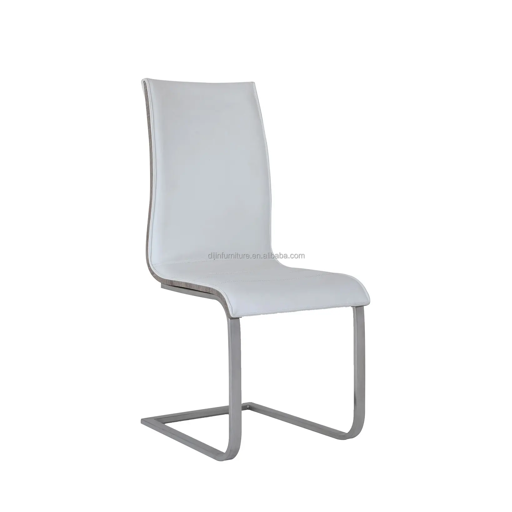 Высококачественная мебель для дома, хромированный металлический обеденный стул с ножками и бантом, роскошные обеденные стулья из дубовой древесины и искусственной кожи