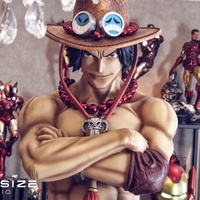 Figura de Ace de One Piece, Anime Japonés Popular, Figura de Ace de Tamaño Real, Estatua de Anime, Adornos de Resina de Ace, Regalo para Decoración y Colección