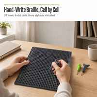 Tableau d'écriture braille en plastique XR 27 rangées 30 carrés avec stylo, papier inclus, grand format, fournitures d'apprentissage pour personnes malvoyantes