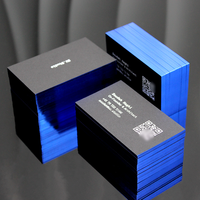 Cartes de visite professionnelles de luxe personnalisées en gros avec estampage à chaud, bordure dorée colorée, impression de code QR, papier noir épais