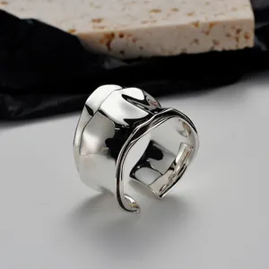 Icebela Fashion Jewelry 925 Sterling Silver Personality European and American Irregular Heavy Folds Convex Surface Rings