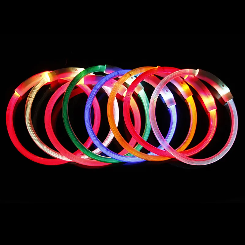 Fabricantes PVC Impermeável Cuttable Coleiras USB Recarregável Grande Big Pet Colar Loop Light Up Dog Led Collar