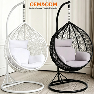 Fauteuil suspendu œuf d'extérieur en métal avec support pour patio et <span class=keywords><strong>jardin</strong></span> - Product Image 1