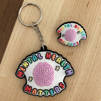 Venta caliente 3D llaveros de goma suave al por mayor silicona colorido órgano llaveros logotipo personalizado letra cerebro PVC llavero Cerebrum