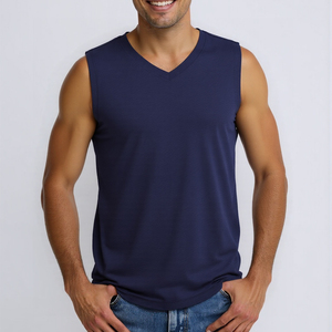 Nouvel ensemble short été 2026 personnalisé avec LOGO – Survêtement sport décontracté pour homme : short et débardeur sans manches couleur unie, ensemble deux pièces - Product Image 5