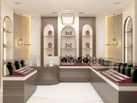 Vitrine à bijoux en bois et verre de haute qualité, écologique et robuste, avec éclairage LED, pour la décoration de magasins de bijoux Retron Custom Mall.