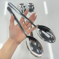 Cuillères de service modernes minimalistes haut de gamme en acier inoxydable 410/304, polies à la main, design évidé, épaisses et grandes
