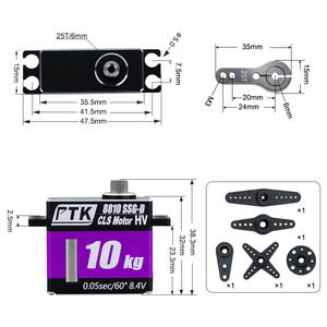 PTK 8810 SSG-D 서보 10kg 180/270 ° 디지털 서보 1/8 1/10 RC 차량 스티어링 글라이더 고정 날개 터보 제트 비행기 공장 DIY - Product Image 3