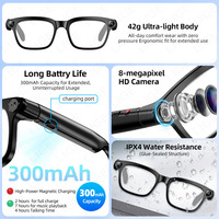 Nouvelles lunettes intelligentes transfrontalières M08AI avec caméra 8MP, enregistrement vidéo, capture photo, enregistrement vocal, traduction, lecture de musique et écran tactile
