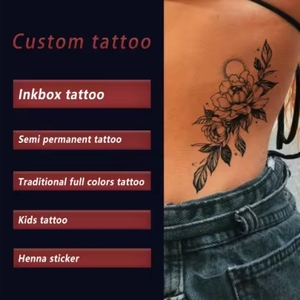 Tinta a base de plantas de jugo semipermanente personalizada 100%, larga duración, 15 días, azul mate, realista, tatuaje temporal con <span class=keywords><strong>letras</strong></span> traseras - Product Image 2