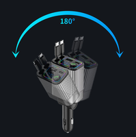 Chargeur de voiture universel à charge rapide 120W, 12/24V, câble rétractable 4-en-1, tension 5V/3.1A, compatible Bluetooth et MP3