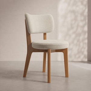 Sillas de comedor tapizadas, modernas, Beige, pata de gato, cuero, madera de pino maciza, MDF, cómodas para cocina, sala de estar - Product Image 1