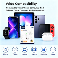 Chargeur GaN 100W PD Prise UK 3 Ports Double Type-C USB QC3.0 AC110-240V Compact Mini pour Ordinateur Portable Téléphone YG511