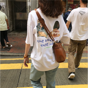 Logo personalizzato Estate Manica Corta di Base Allentato Cotone Highstreet Fidanzato Magliette Delle Donne di Colore Solido di Grandi Dimensioni - Product Image 5